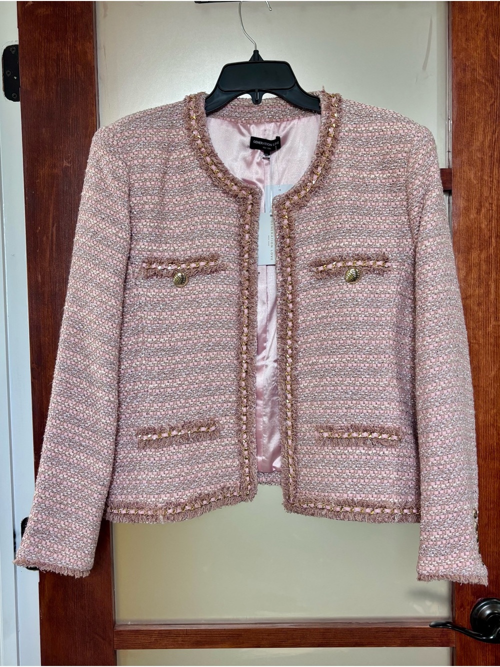 Generation Love Pink Tweed Jacket with Trim - Picture 1 of 5